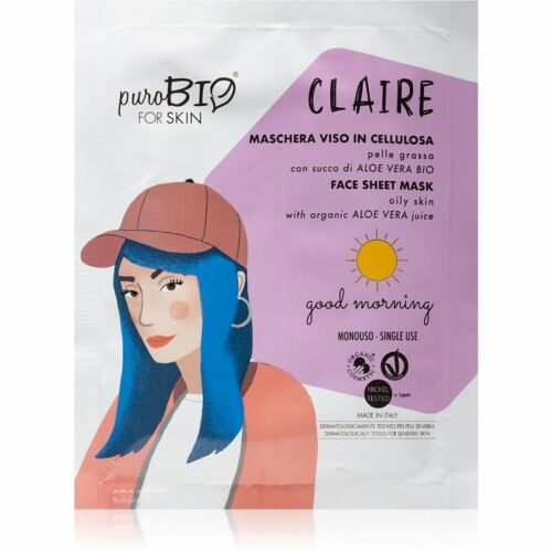 puroBIO Cosmetics Claire Good Morning plátýnková maska s hydratačním a